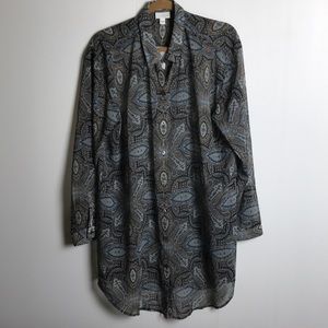 Sheer blue & brown tunic